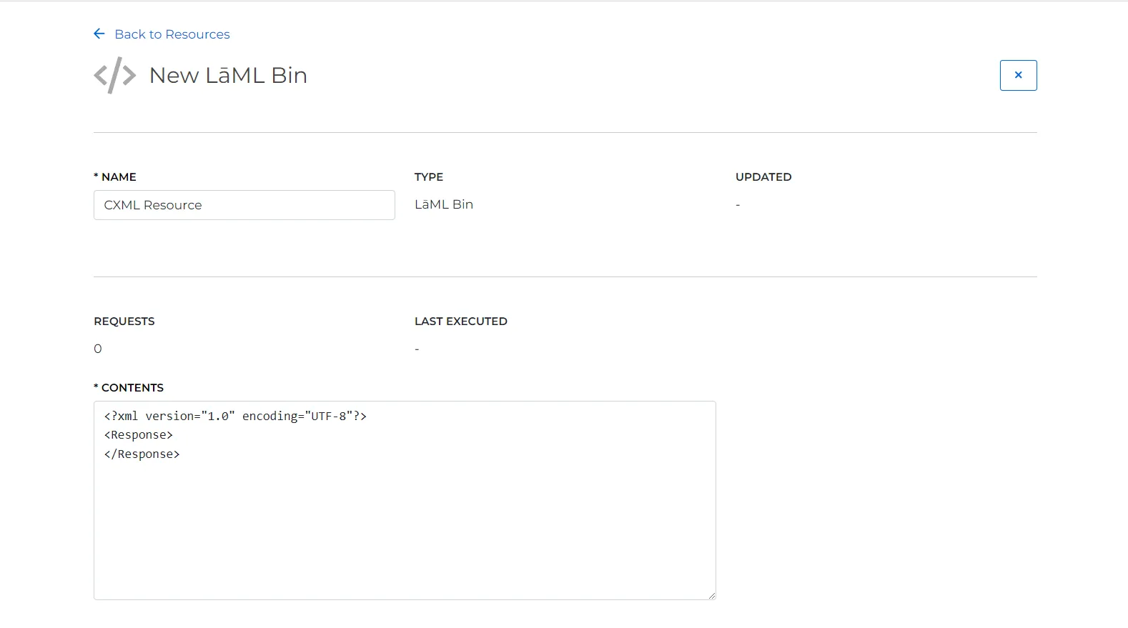 Details of a cXML Webhook/App on the SignalWire Dashboard.