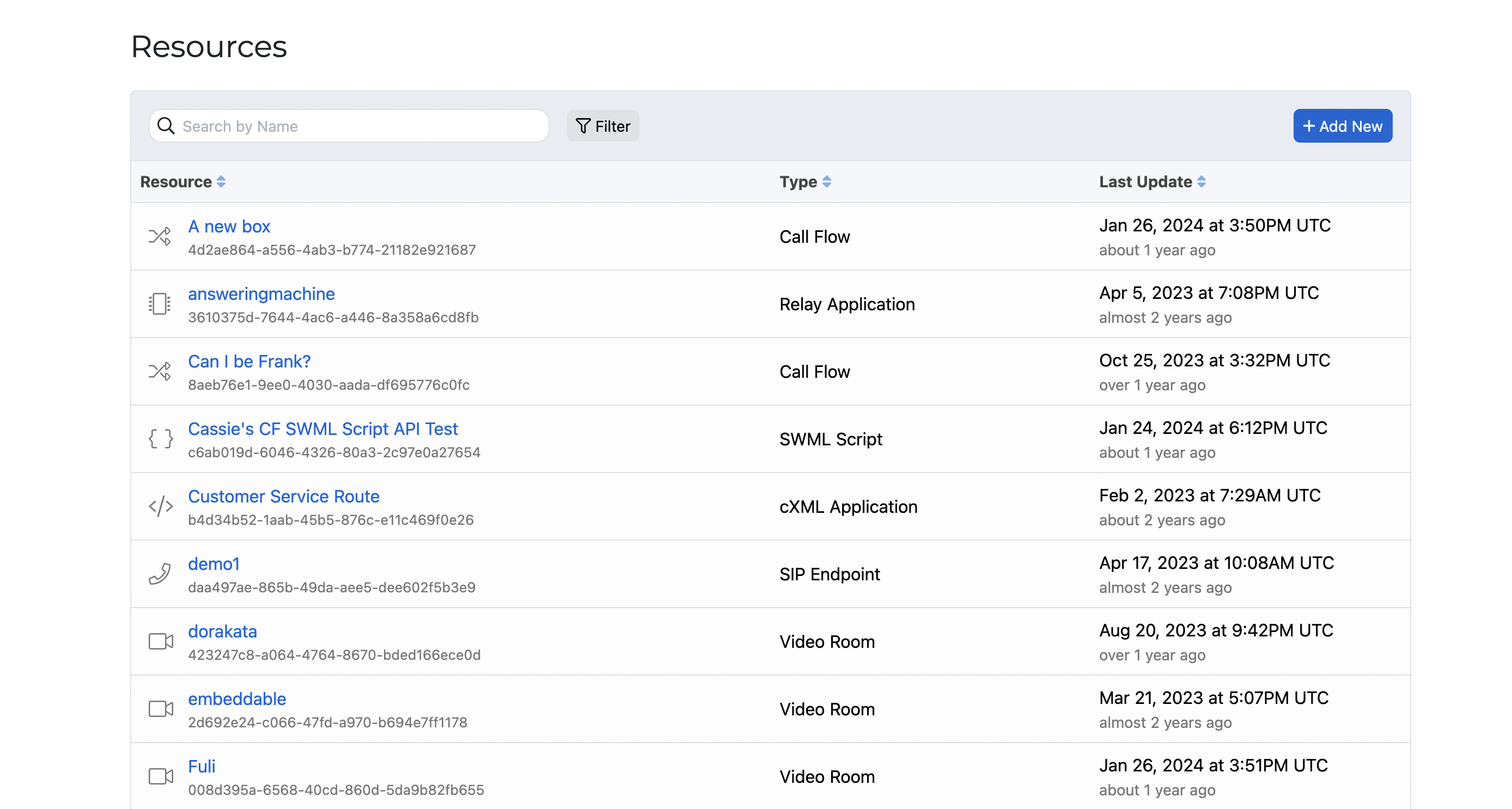 The Resources page.